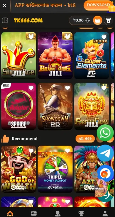 TK666 Game App Dashboard & User Interface
