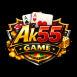 “Ak55 Game Logo and Interface Showing Slots, Card Games, and Cash Rewards”