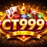 CT999 Game logo featuring mobile casino interface, poker chips, coins, crown, and cards representing online gaming and cash rewards