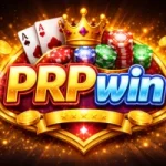 PRPwin Game logo with casino chips, playing cards, crown, and coins representing online gaming and cash rewards